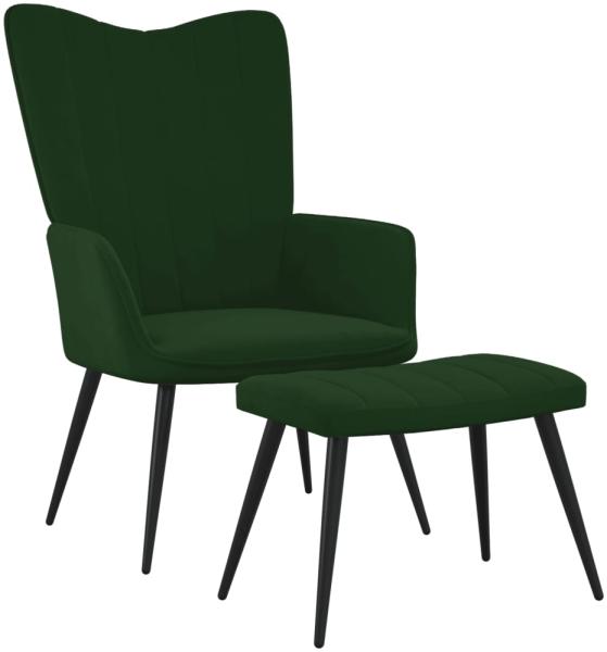 vidaXL Relaxsessel mit Hocker Dunkelgrün Samt 327690