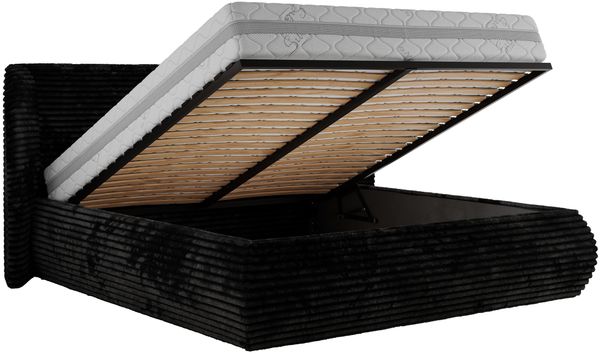 Polsterbett mit Lattenrost, Doppelbett Bettkasten, Bettgestell mit Gasdruckfeder - CAELA CLASSIC - 180 x 200 cm - Schwarz Cord Bild 6