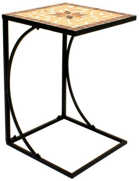 Spetebo Gartentisch Metall Beistelltisch AMARILLO eckig - 53x35 cm, Gartentisch mit Mosaik Platte