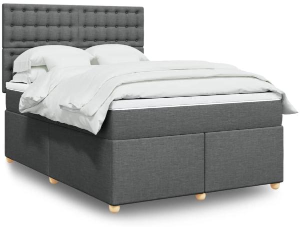 vidaXL Boxspringbett mit Matratze Dunkelgrau 160x200 cm Stoff 3293646