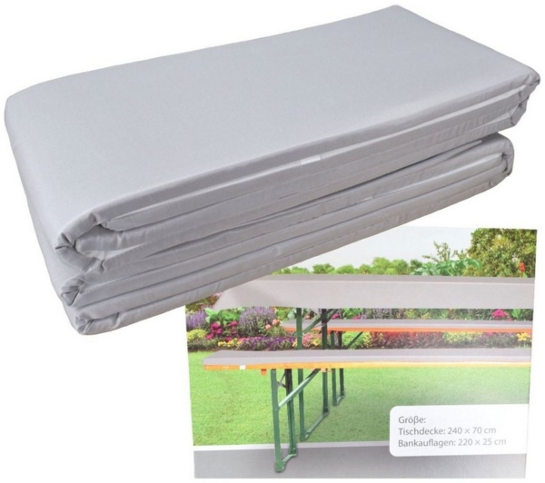 Marabellas Shop Bankauflage Polster für Bierzeltgarnituren ca. 220 x 25 x 2 cm inkl. Tischdecke, (3 St), Auflagen mit Haltebändern
