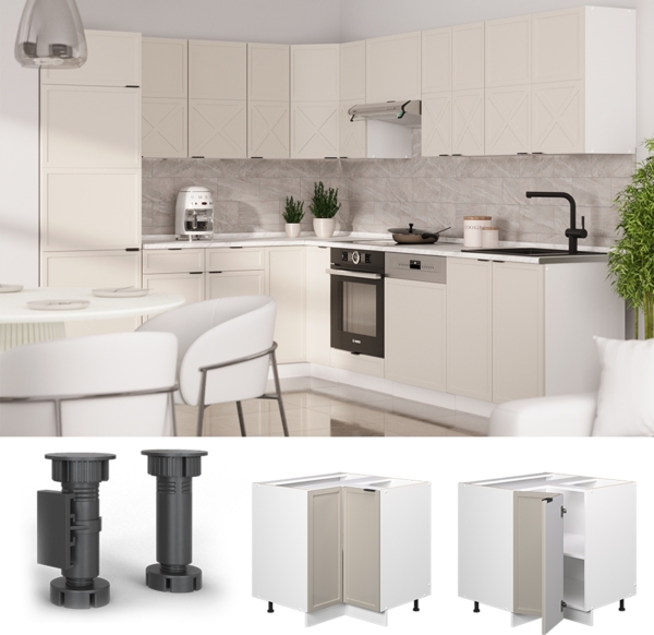 Vicco Eckunterschrank GrauBeige 80.5 cm, AP Eiche, Fame-Line Bild 2