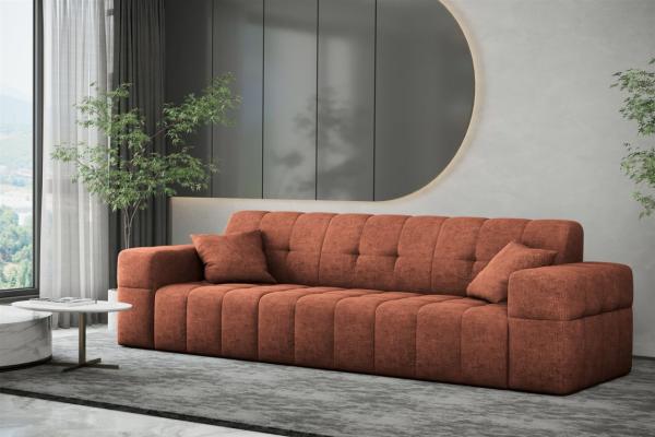 Sofa Designersofa NANCY 3-Sitzer in Stoff Perfekt Harmony Rostbraun