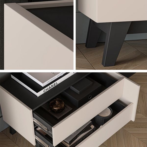Lomadox Lowboard FRIONA-131, kaschmir schwarz Möbelfüße modern 160 cm breit TV-Board