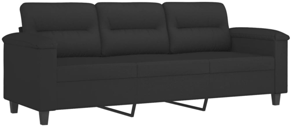 vidaXL 3-tlg. Sofagarnitur mit Kissen Schwarz Mikrofasergewebe 3202359 Bild 3