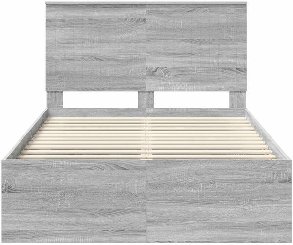 vidaXL Bettrahmen Graues Sonoma 120 x 190 cm Massives Kiefernholz 3411042 Bild 7