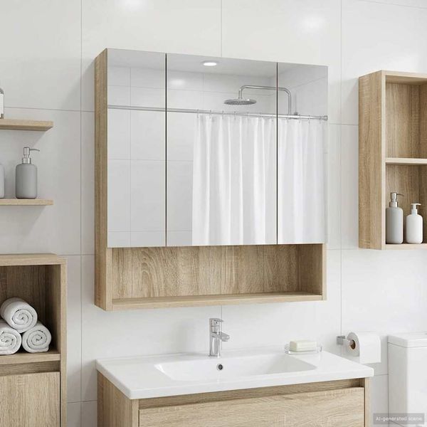 vidaXL Badezimmerspiegelschrank mit Tür Sonoma-Eiche 60 x 14.5 x 70 cm 889185