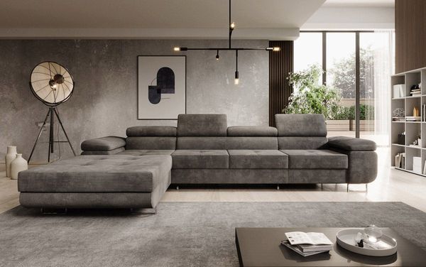 Luxusbetten24 Schlafsofa Designer Sofa Calvera Maxi, in Cord mit Schlaf- und Klappfunktion