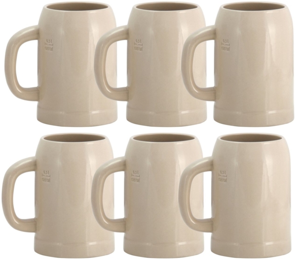 6er Set Grenzauer-Bierkrug Humpen 0,5 Liter mit Eichstrich Steinkrug 500ml 50cl