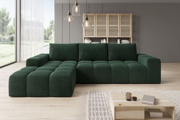 PROMETO Möbel Ecksofa Cento Couch L-Form,Sofa Links/Rechts Teddy-Bouclé, Web oder Cord-Stoff