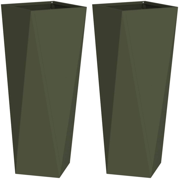 vidaXL Pflanzkübel 2 pcs Olive Grün 30 x 30 x 75 cm Stahl 883773 Bild 1