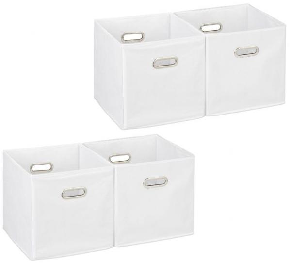 4 x Aufbewahrungsbox Stoff weiß 10031295