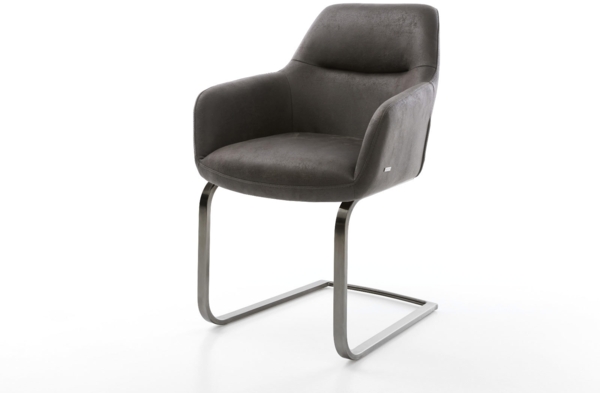 Freischwinger Pejo-Flex Mikrofaser Anthrazit Vintage Freischwinger flach Graphit Taschenfederkern