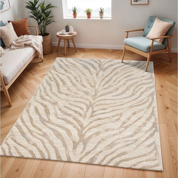 Livabliss Teppich LUANDA, rechteckig, Höhe: 11 mm, Skandinavischer Teppich, Boho Wohnzimmerteppich/Läufer im Zebra Muster