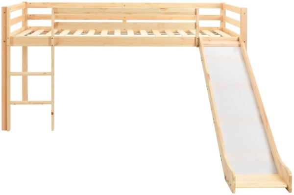Kinderhochbett-Rahmen mit Rutsche & Leiter Kiefernholz 97x208 cm