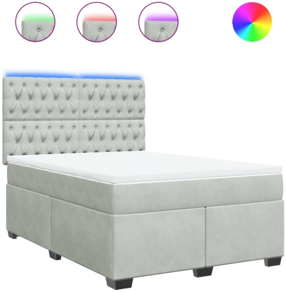 vidaXL Boxspringbett mit Matratze Hellgrau 160x200 cm Samt 3293260