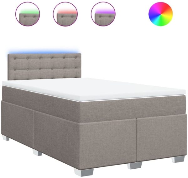 vidaXL Boxspringbett mit Matratze Taupe 120x190 cm Stoff 3288145