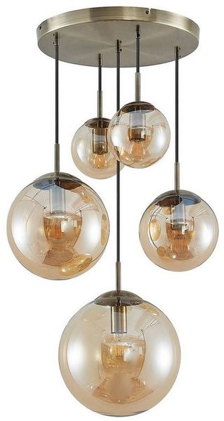 Lindby Hängeleuchte Teeja, Glas Creme IP20, 5 x 15 W LED