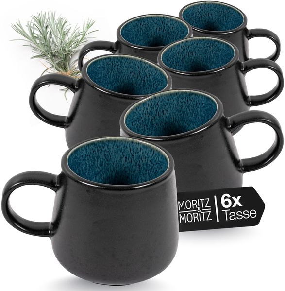 Moritz & Moritz SOLID Kaffeebecher 6er - Schwarz/Blau
