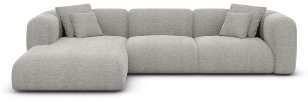 Ecksofa Venturia L Form aus Samtstoff - Strukturstoff - hellgrau - Links