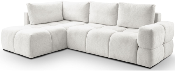 Selsey 'Taremi' Ecksofa mit Chenillebezug, Schlaffunktion und Stauraum, Weiß, beidseitig