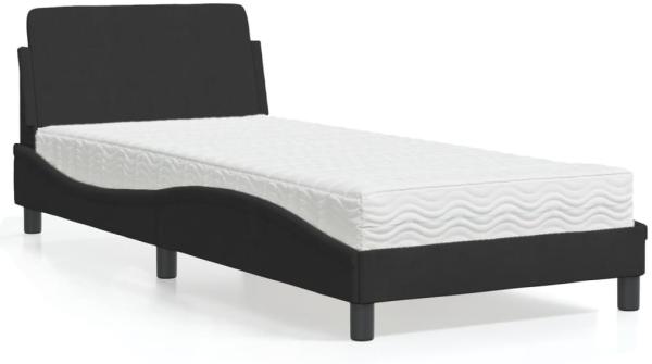 vidaXL Bett mit Matratze Schwarz 90x190 cm Samt 3208313