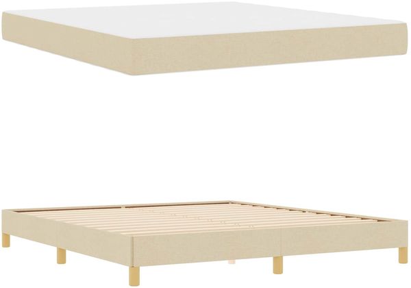 vidaXL Boxspringbett mit Matratze Creme 180 x 200 cm Stoff 3398589 Bild 5