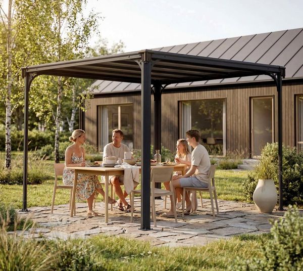 Palram - Canopia 'Milano 3000' Aluminium Pavillon, Anthrazit, 308 x 308 x 221 cm