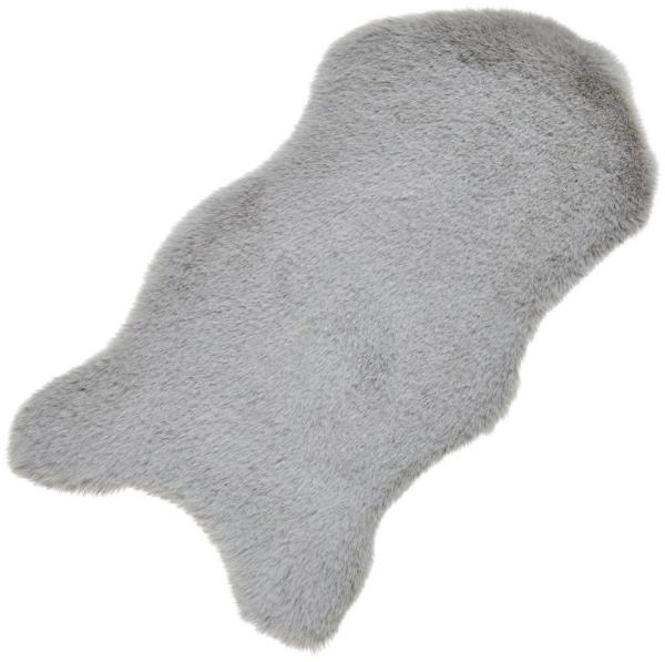 matches21 HOME & HOBBY Fellteppich Kleines kurzflor Deko-Fell als Fell-Imitat in 50 x 25 cm grau, Höhe: 20 mm, Flauschiges Kunstfell als Fell-Teppich Stuhl-Überwurf Sitzauflage