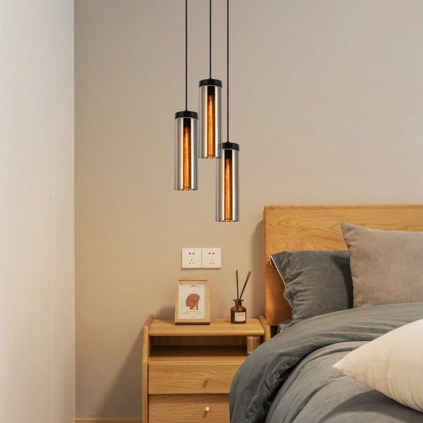 ZMH Pendelleuchte Esszimmer Schwarz - 3 Flammig E27 Glas Hängeleuchte für Wohnzimmer, Einfache Installation, ohne Leuchtmittel, 120CM Höhenverstellbar Esstischlampe für Küche Schlafzimmer
