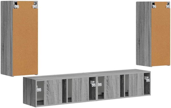 vidaXL TV-Wandregal-Set Wandmontiert 4 pcs Graues Sonoma Holzwerkstoff 3408922 Bild 8