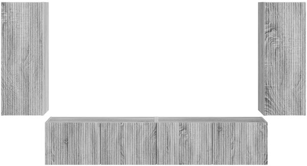 vidaXL TV-Wandregal-Set Wandmontiert 4 pcs Graues Sonoma Holzwerkstoff 3408922 Bild 7