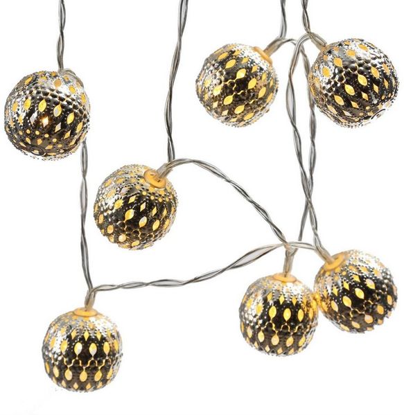 MARELIDA LED-Lichterkette LED Deko Lichterkette 8 Kugeln Metallbälle orientalisch marokkanisch, 8-flammig