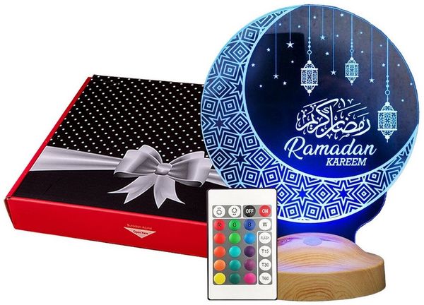 Geschenkelampe LED Nachttischlampe Ramadan Kareem Islamische Deko Geschenk für Muslimischen Freunde, Leuchte 7 Farben fest integriert, Allah Islamisches Kalligraphie, Ramadan Geschenk, Ramadan Deko