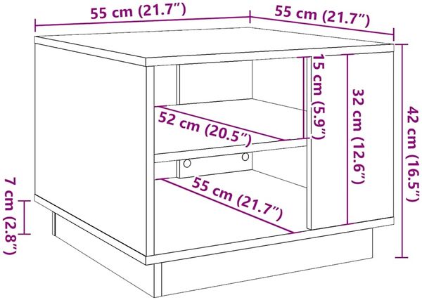 vidaXL Couchtisch Altholz-Optik 55x55x42 cm Holzwerkstoff 856802 Bild 9