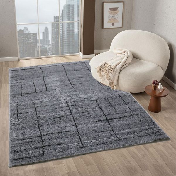 Vimoda Teppich Teppich Wohnzimmer Boho Skandinavisch Kurzflor, Rechteckig, Höhe: 10 mm, Läufer modern, Schlafzimmer, Boho Optik, Weich,Streifen
