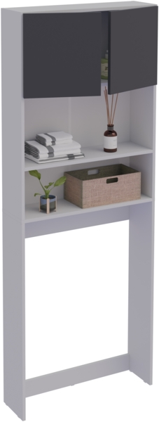 VCM Badmöbel Waschmaschinenschrank Goralo 921075 Weiß / Anthrazit B. 70 x H. 182 x T. 21 cm