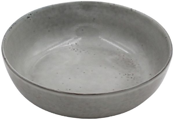 Hochwertiger tiefer Speiseteller Steingut 20 cm – Grau, handgefertigte Optik