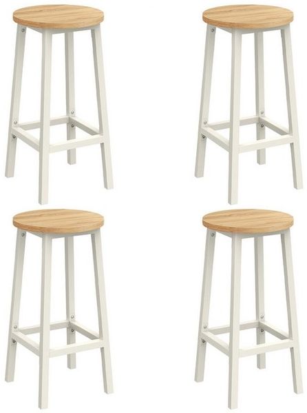 VASAGLE Barhocker, 4er Set Barstuhl, Küchenstühle mit Stahlgestell, Höhe 65 cm, rund, einfache Montage, Industrie-Design, von SONGMICS, Weiß Bild 4