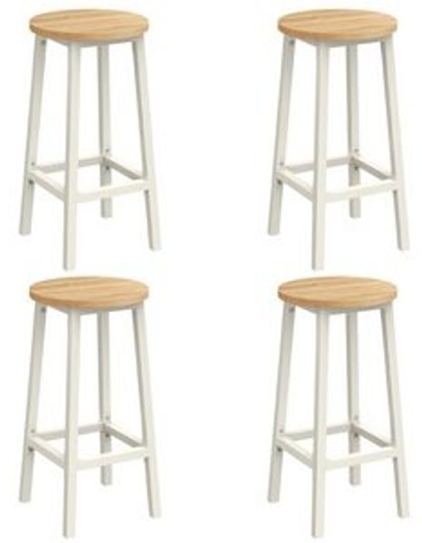 VASAGLE Barhocker, 4er Set Barstuhl, Küchenstühle mit Stahlgestell, Höhe 65 cm, rund, einfache Montage, Industrie-Design, von SONGMICS, Weiß Bild 6