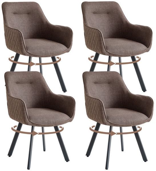 GrandCA HOME Esszimmerstuhl Moderner Esszimmerstuhl aus Leinen, Esszimmerstühle drehbar (Set, 4 St), mit Armlehnen