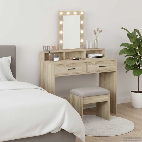 vidaXL Schminktisch mit Speicher Braun 100 x 41 x 140 cm Holzwerkstoff 865174