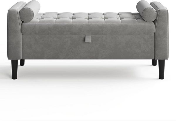 GarveeMore Polsterbank Polsterbank mit Stauraum Flurbank Sitzbank,Samt 118 x 43 x 64 cm