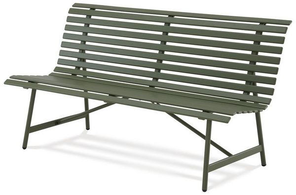 KHG Gartenbank aus Stahl Dunkel-Grün (pulverbeschichtete Parkbank im klassischen Design, für 2-3 Personen wetterfest 160 x 88 x 69 cm), Wetterfest, besonders stabil