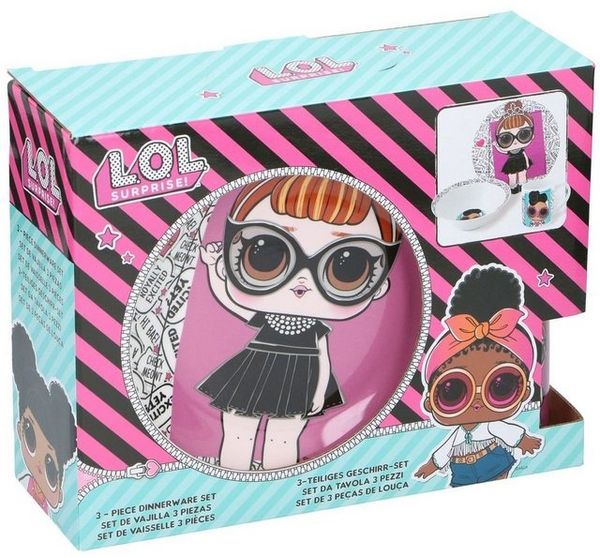 L.O.L. Surprise! LOL Geschirrset aus Porzellan Geschenkset 3tlg. Frühstücksset