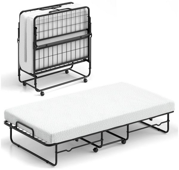 KOMFOTTEU Gästebett Klappbett mit Matratze aus Schaumstoff, 90×190cm