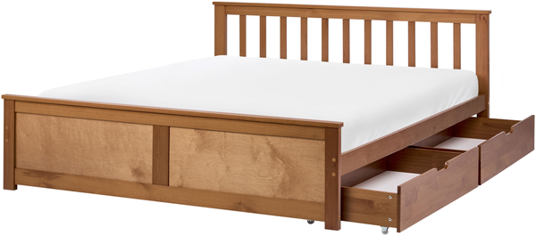 Bett mit 2 Schubladen Kiefernholz OLENDON 140x200 cm Braun