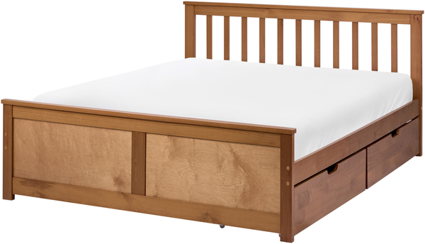 Bett mit 2 Schubladen Kiefernholz OLENDON 140x200 cm Braun Bild 4