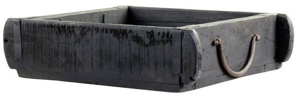 Macosa Home Dekokiste Backsteinform schwarz Deko Holzkiste massiv 22 cm Unikat Vintage (Dekokiste antik vintage industrial, Wohnaccessoire Aufbewahrungskiste), Dekokiste Küchen-Organizer Badorganizer Tischdeko