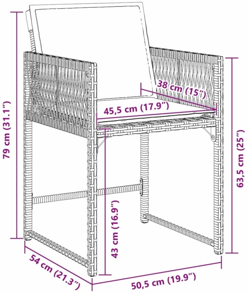 vidaXL Garten Essgruppe 5 pcs Braun Poly-Rattan 3380753 Bild 9